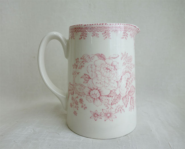 イギリス製　Burleigh バーレイ社　Pink Asiatic Pheasants ピンクアジアティックフェザンツ タンカードジャグ Mサイズ（300ml） ジャグ ピッチャー 水差し ミルク入れ ミルクポット 洋食器 英国食器 おしゃれ