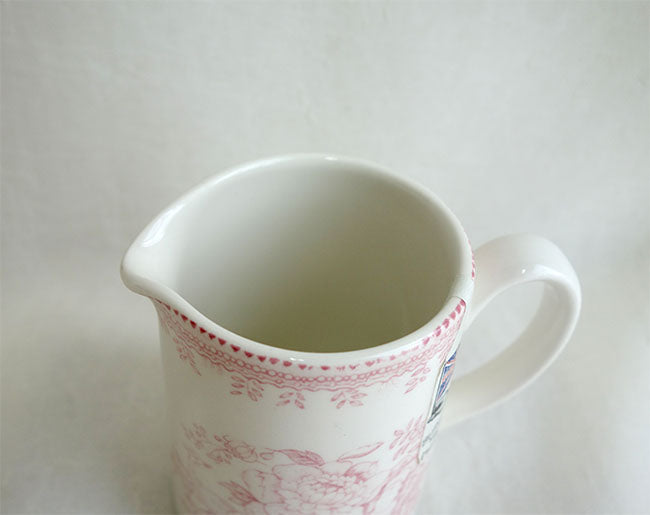 イギリス製　Burleigh バーレイ社　Pink Asiatic Pheasants ピンクアジアティックフェザンツ タンカードジャグ Mサイズ（300ml） ジャグ ピッチャー 水差し ミルク入れ ミルクポット 洋食器 英国食器 おしゃれ