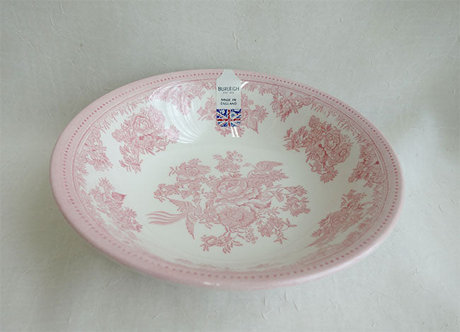 イギリス製　Burleigh バーレイ社　Pink Asiatic Pheasants　 ピンクアジアティックフェザンツ　スープボウル　 サラダボウル　ボウル　深皿　洋食器　英国食器　テーブルウエア　おしゃれ