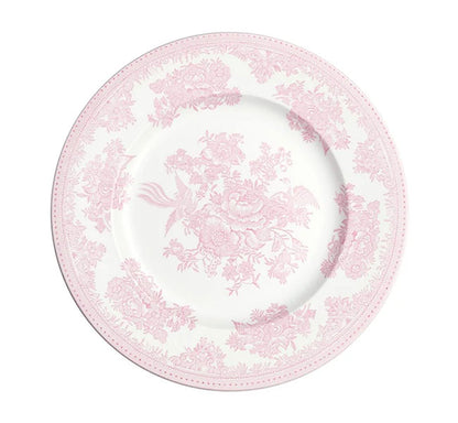 イギリス製　Burleigh バーレイ社　Pink Asiatic Pheasants ピンクアジアティックフェザンツ　プレート　25.5cm　 お皿　皿　大皿　洋食器　テーブルウエア　英国食器　花柄　ピンク