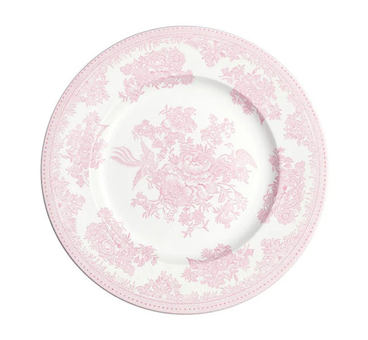 イギリス製　Burleigh バーレイ社　Pink Asiatic Pheasants ピンクアジアティックフェザンツ　プレート　25.5cm　 お皿　皿　大皿　洋食器　テーブルウエア　英国食器　花柄　ピンク