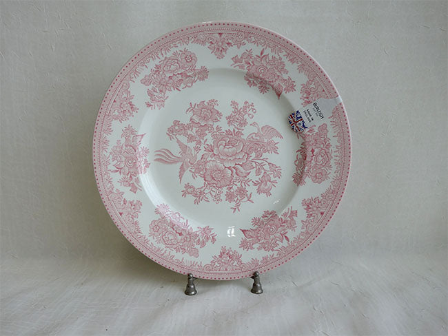 イギリス製　Burleigh バーレイ社　Pink Asiatic Pheasants ピンクアジアティックフェザンツ　プレート　25.5cm　 お皿　皿　大皿　洋食器　テーブルウエア　英国食器　花柄　ピンク