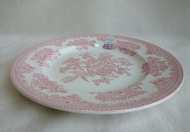 イギリス製　Burleigh バーレイ社　Pink Asiatic Pheasants ピンクアジアティックフェザンツ　プレート　25.5cm　 お皿　皿　大皿　洋食器　テーブルウエア　英国食器　花柄　ピンク