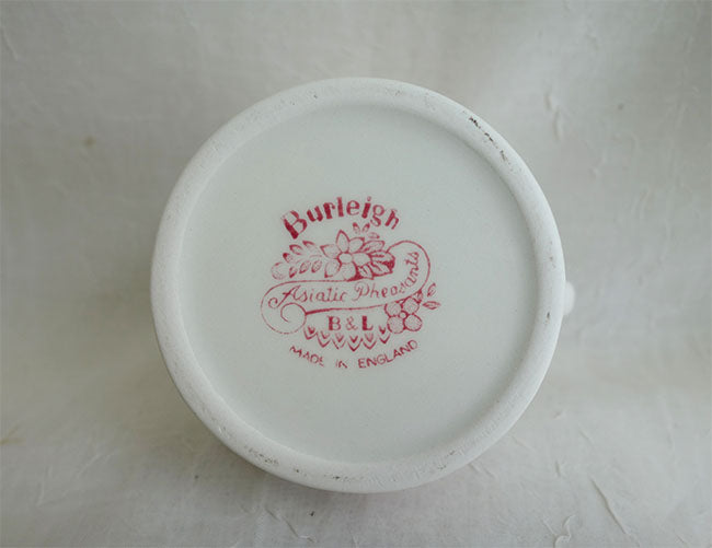 イギリス製　Burleigh バーレイ社　Pink Asiatic Pheasants ピンクアジアティックフェザンツ タンカードジャグ Sサイズ（190ml） ジャグ ミルク入れ ミルクポット 洋食器 英国食器 おしゃれ