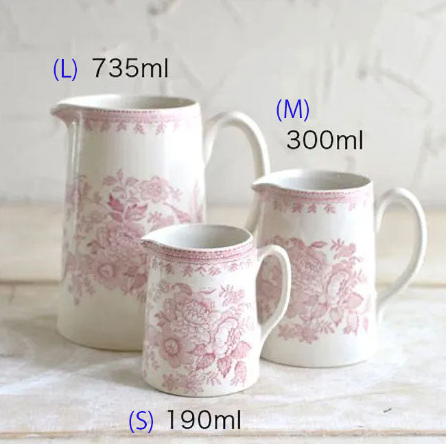 イギリス製　Burleigh バーレイ社　Pink Asiatic Pheasants ピンクアジアティックフェザンツ タンカードジャグ Sサイズ（190ml） ジャグ ミルク入れ ミルクポット 洋食器 英国食器 おしゃれ