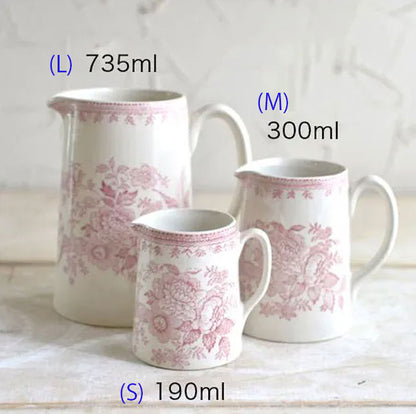 イギリス製　Burleigh バーレイ社　Pink Asiatic Pheasants ピンクアジアティックフェザンツ タンカードジャグ Sサイズ（190ml） ジャグ ミルク入れ ミルクポット 洋食器 英国食器 おしゃれ