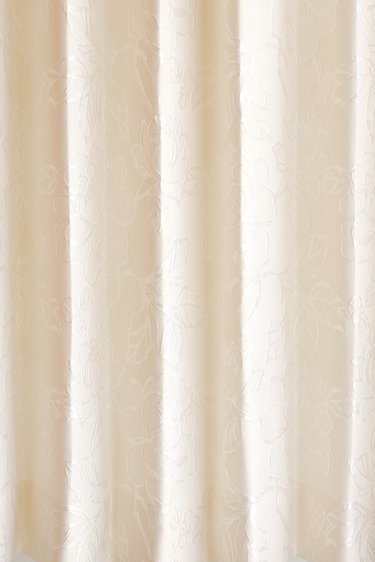 オーダーカーテン(ドレープ) インド製「リバイバル ホワイトアイボリー」　花柄　地模様　共布タッセル付き　インポートカーテン