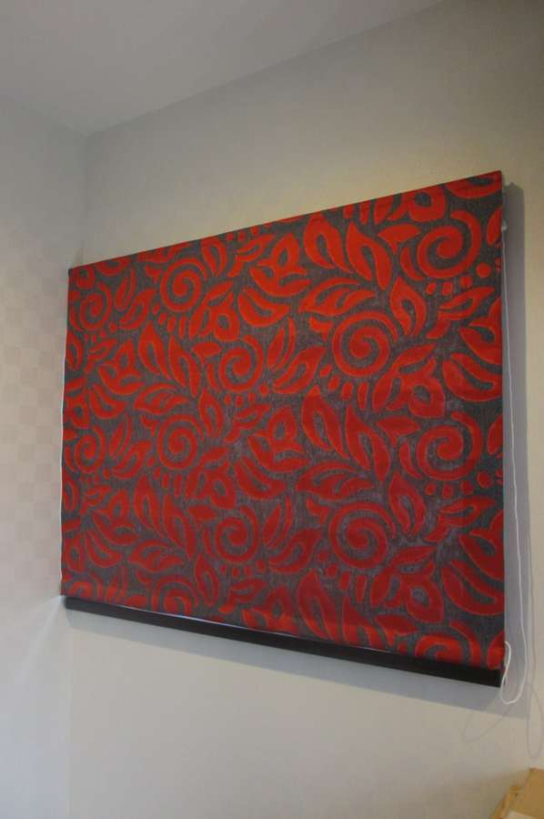 オーダーカーテン(ドレープ)スペイン製「カサノヴァRD」 レッド＆グレー　共布タッセル付き　インポートカーテン