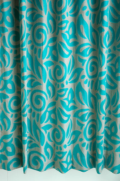 オーダーカーテン(ドレープ)スペイン製「カサノヴァBL」 ブルー＆グレー　ドレープカーテン　共布タッセル付き　インポートカーテン