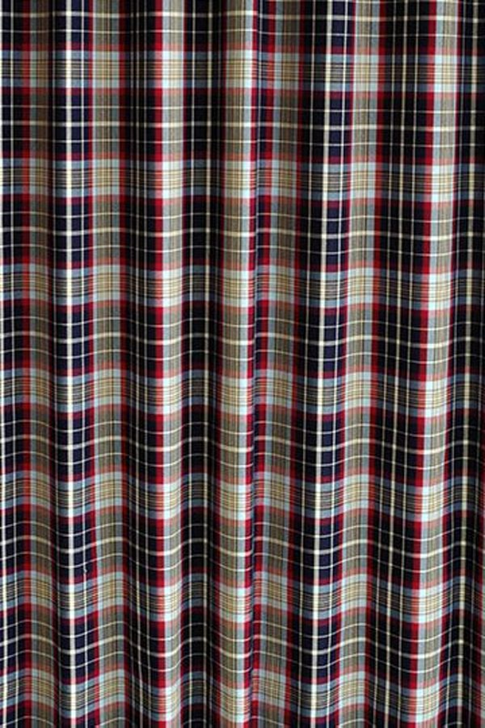 オーダーカーテン(ドレープ) スペイン製　オーバーチェック柄「マルチェロ」　共布タッセル付き　インポートカーテン