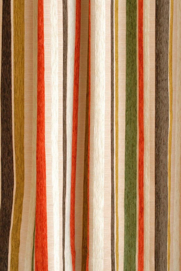 オーダーカーテン(ドレープ) スペイン製　ストライプ柄「フォルメンテラBE」遮光3級 共布タッセル付き　インポートカーテン