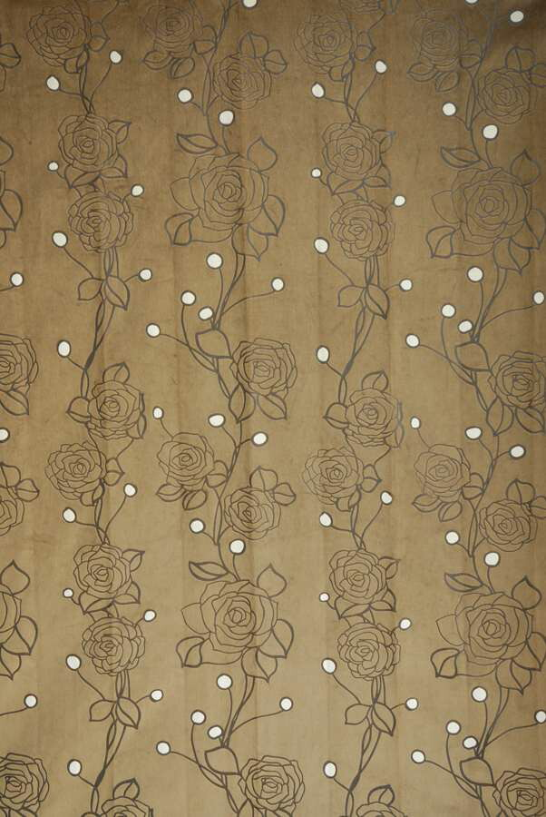 オーダーカーテン(ドレープ) イタリア製 ベルベット 　バラ模様　「アヴェルサ BR」　ブラウン　遮光1級　 共布タッセル付き　インポートカーテン