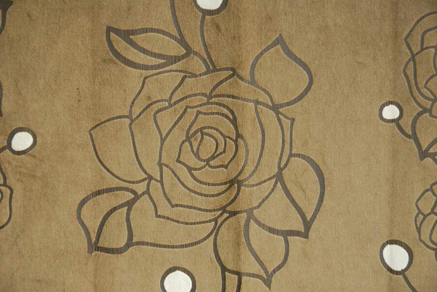 オーダーカーテン(ドレープ) イタリア製 ベルベット 　バラ模様　「アヴェルサ BR」　ブラウン　遮光1級　 共布タッセル付き　インポートカーテン