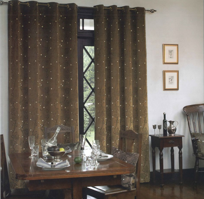 オーダーカーテン(ドレープ) イタリア製 ベルベット 　バラ模様　「アヴェルサ BR」　ブラウン　遮光1級　 共布タッセル付き　インポートカーテン