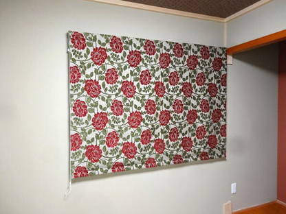 オーダーカーテン(ドレープ) インド製 遮光1級 「ファンタジーGR＆R」グリーン＆レッド　生地極厚　共布タッセル付き　インポートカーテン