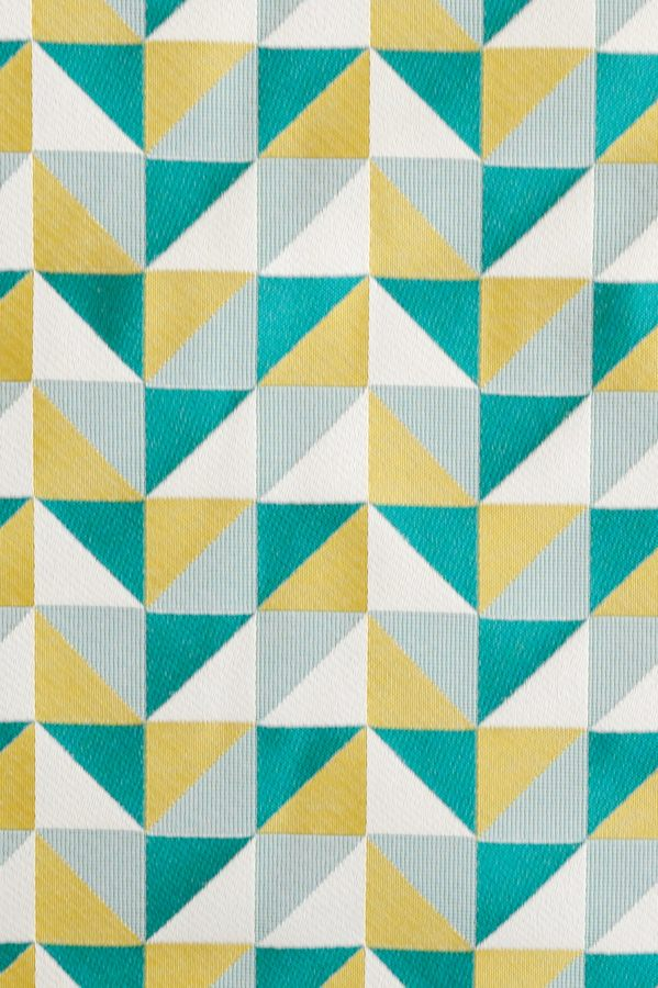 オーダーカーテン(ドレープ) フランス製「トライアングルGR」 三角　グリーン/イエロー　ヨーロッパ　ドット柄　共布タッセル付き　インポートカーテン