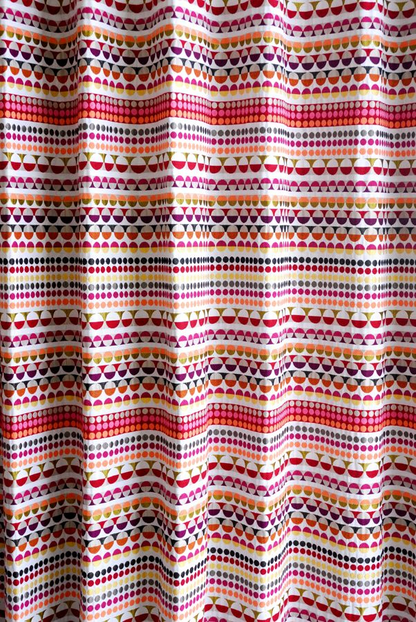 オーダーカーテン(ドレープ) フランス製　水玉/ボーダー柄「ラユール」 袋織　ヨーロッパ　ドット柄　共布タッセル付き　インポートカーテン