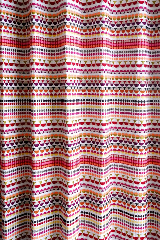 オーダーカーテン(ドレープ) フランス製　水玉/ボーダー柄「ラユール」 袋織　ヨーロッパ　ドット柄　共布タッセル付き　インポートカーテン