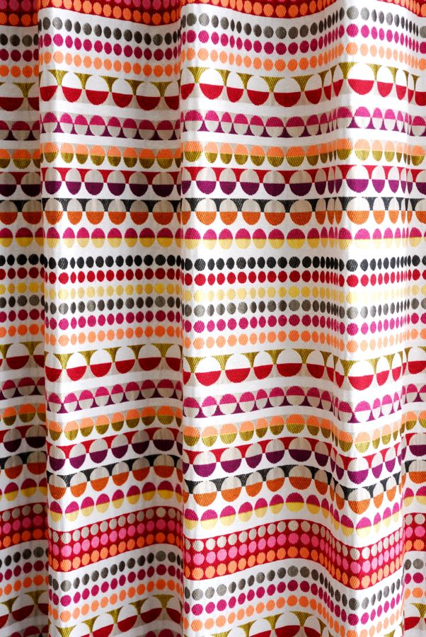 オーダーカーテン(ドレープ) フランス製　水玉/ボーダー柄「ラユール」 袋織　ヨーロッパ　ドット柄　共布タッセル付き　インポートカーテン