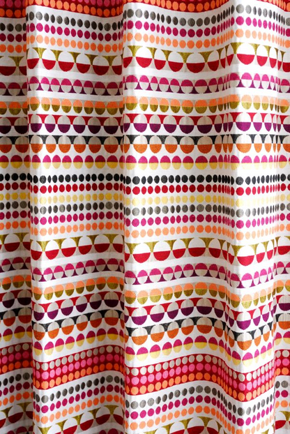 オーダーカーテン(ドレープ) フランス製　水玉/ボーダー柄「ラユール」 袋織　ヨーロッパ　ドット柄　共布タッセル付き　インポートカーテン