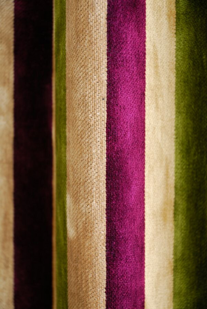 オーダーカーテン(ドレープ) スペイン製 遮光1級  ストライプ柄「ウォーカー」　生地極厚　 共布タッセル付き　インポートカーテン