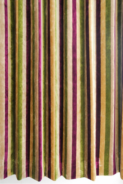 オーダーカーテン(ドレープ) スペイン製 遮光1級  ストライプ柄「ウォーカー」　生地極厚　 共布タッセル付き　インポートカーテン