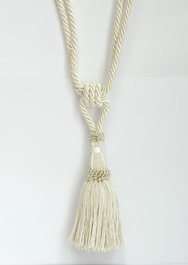 ドイツ製　ゲルスター社　カーテンタッセル １本房　ベージュ　オフホワイト　全長約60cm(房:17cm)