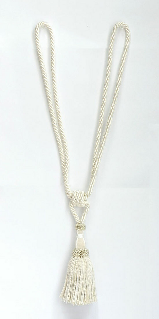 ドイツ製　ゲルスター社　カーテンタッセル １本房　ベージュ　オフホワイト　全長約60cm(房:17cm)