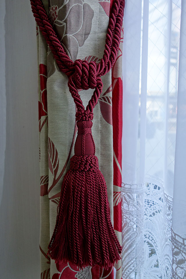 ドイツ製　ゲルスター社　カーテンタッセル　レッド　全長約60cm(房:17cm)