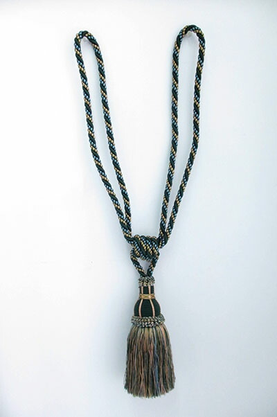 カーテンタッセル　大サイズ １本房　グリーン×ブルー×イエロー　前長約62.0cm