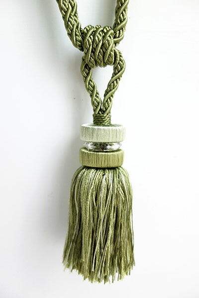 ドイツ製　ゲルスター社　カーテンタッセル １本房　クリスタルグリーン　緑色　全長約43cm(房:15cm)
