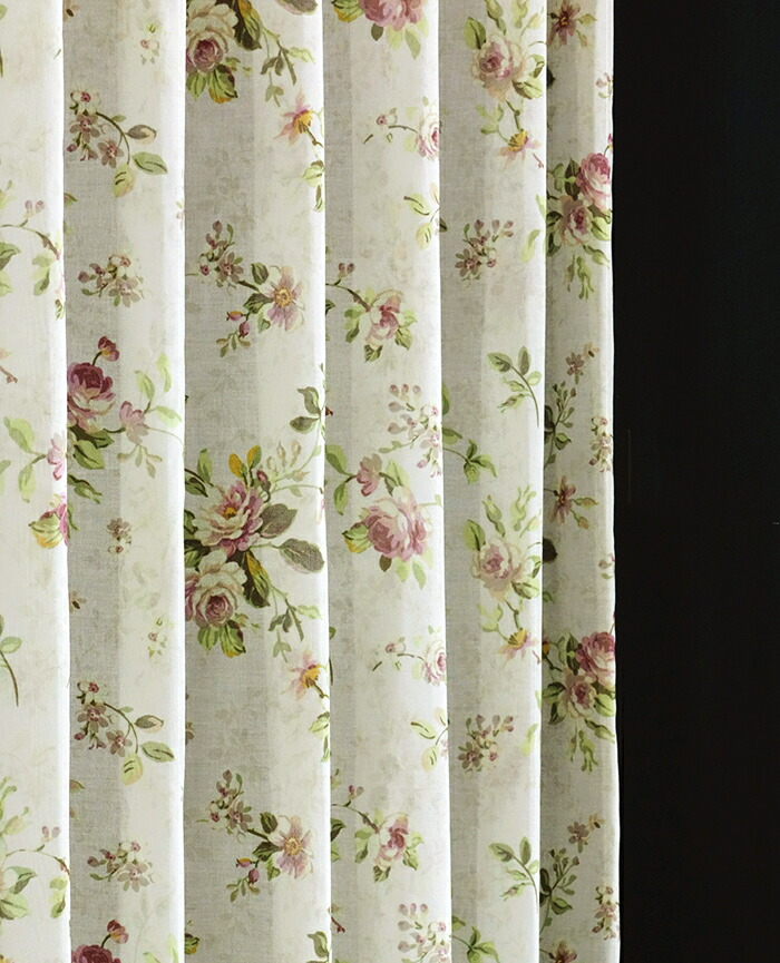 輸入オーダーカーテン(レース)　高級 スペイン製 『ロサ YE』薔薇柄　イエロー　レースカーテン