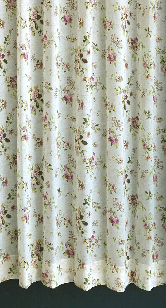 輸入オーダーカーテン(レース)　高級 スペイン製 『ロサ YE』薔薇柄　イエロー　レースカーテン