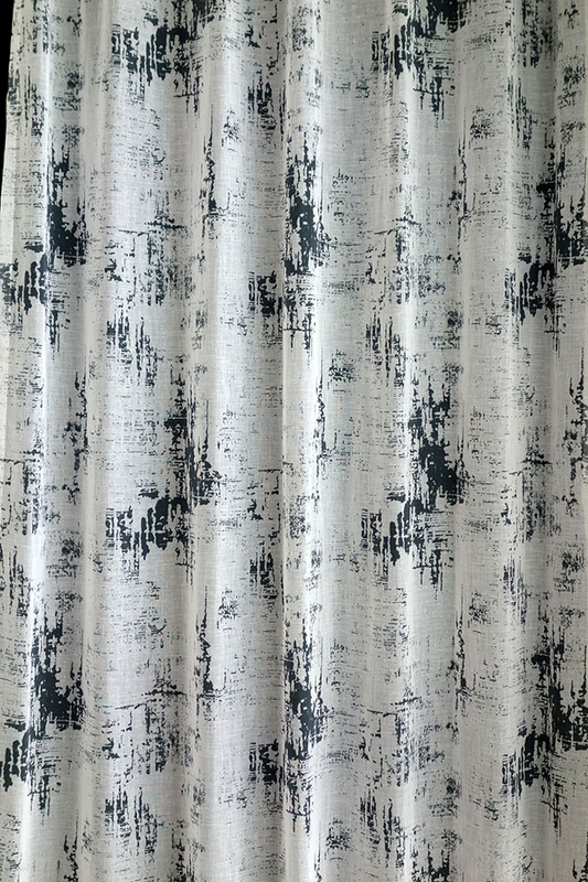 輸入オーダーカーテン(レース)　ドイツ製　レース生地　「マーブル」　ネイビー　裾ロック巻 (ワイヤーウェイト)