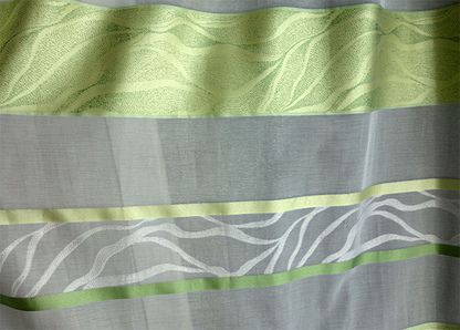 輸入オーダーカーテン(レース)　トルコ製　レース生地　「ボーダーGR」　グリーン　ボーダー模様　