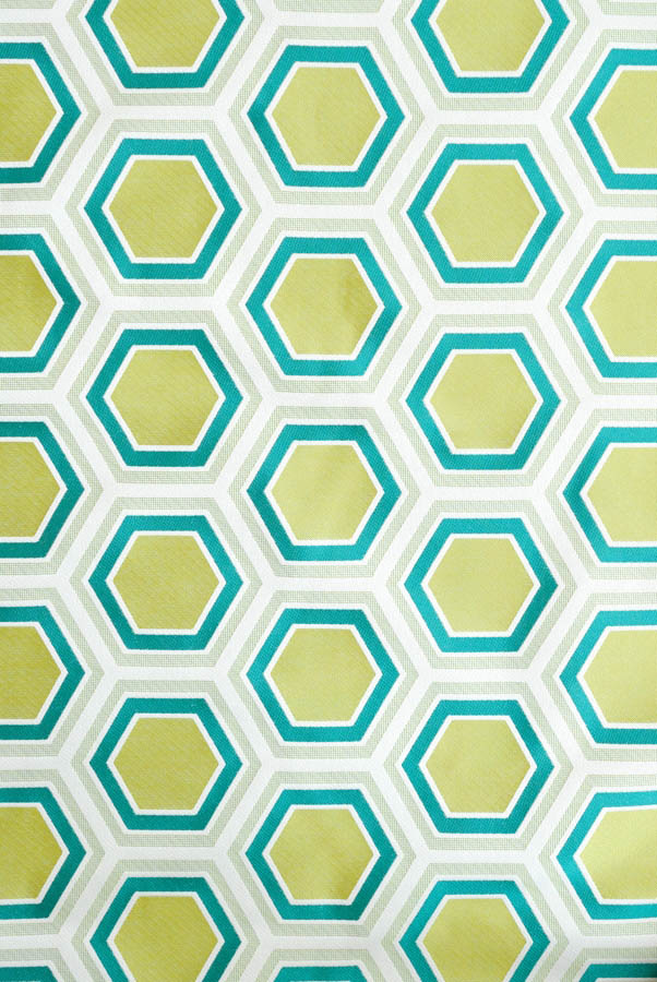 オーダーカーテン(ドレープ) フランス製「ヘキサゴンGR」 六角　グリーン　ヨーロッパ　ドット柄　共布タッセル付き　インポートカーテン