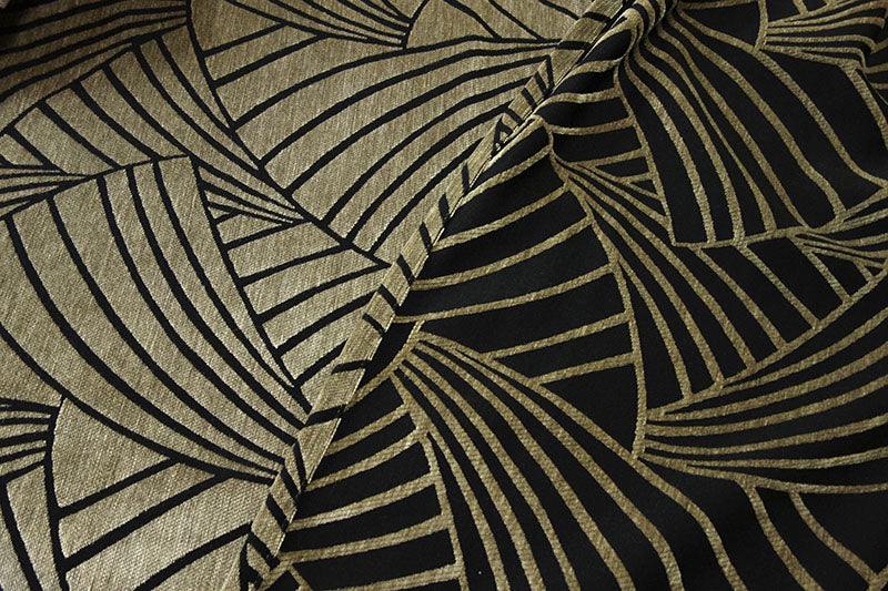 オーダーカーテン(ドレープ) スペイン製 遮光1級 「フランクリンBE」　イチョウ柄　ベージュ　生地極厚　 共布タッセル付き　インポートカーテン