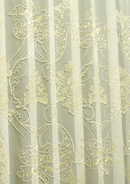 輸入オーダーカーテン(レース)　高級 トルコ製 『エリザ』裾柄レースカーテン