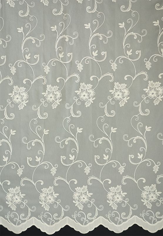 輸入オーダーカーテン(レース)　高級 トルコ製 『シルヴィア』ステッチ裾柄レースカーテン