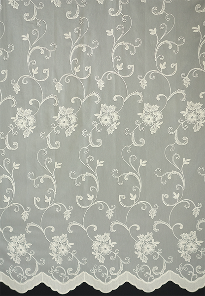 輸入オーダーカーテン(レース)　高級 トルコ製 『シルヴィア』ステッチ裾柄レースカーテン