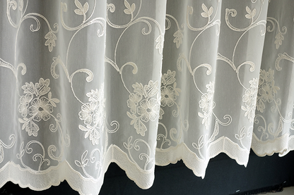 輸入オーダーカーテン(レース)　高級 トルコ製 『シルヴィア』ステッチ裾柄レースカーテン