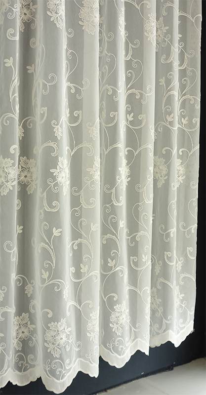 輸入オーダーカーテン(レース)　高級 トルコ製 『シルヴィア』ステッチ裾柄レースカーテン