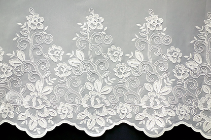 輸入オーダーカーテン(レース)　高級 トルコ製 『ローズライン』ステッチ裾2段柄レースカーテン