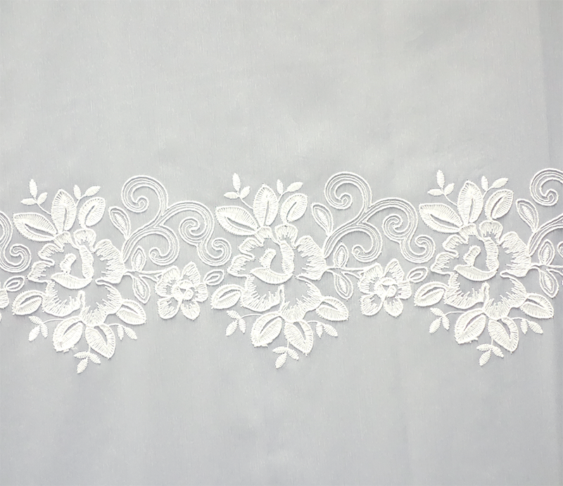 輸入オーダーカーテン(レース)　高級 トルコ製 『ローズライン』ステッチ裾2段柄レースカーテン