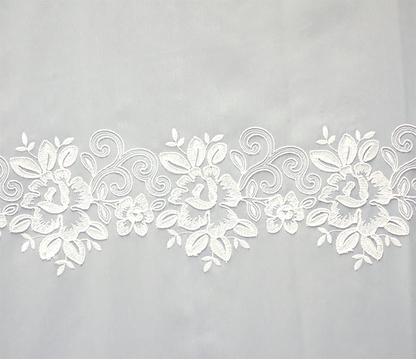 輸入オーダーカーテン(レース)　高級 トルコ製 『ローズライン』ステッチ裾2段柄レースカーテン