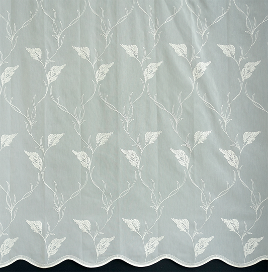 輸入オーダーカーテン(レース)　高級 トルコ製 『ルータス』リーフ裾柄レースカーテン